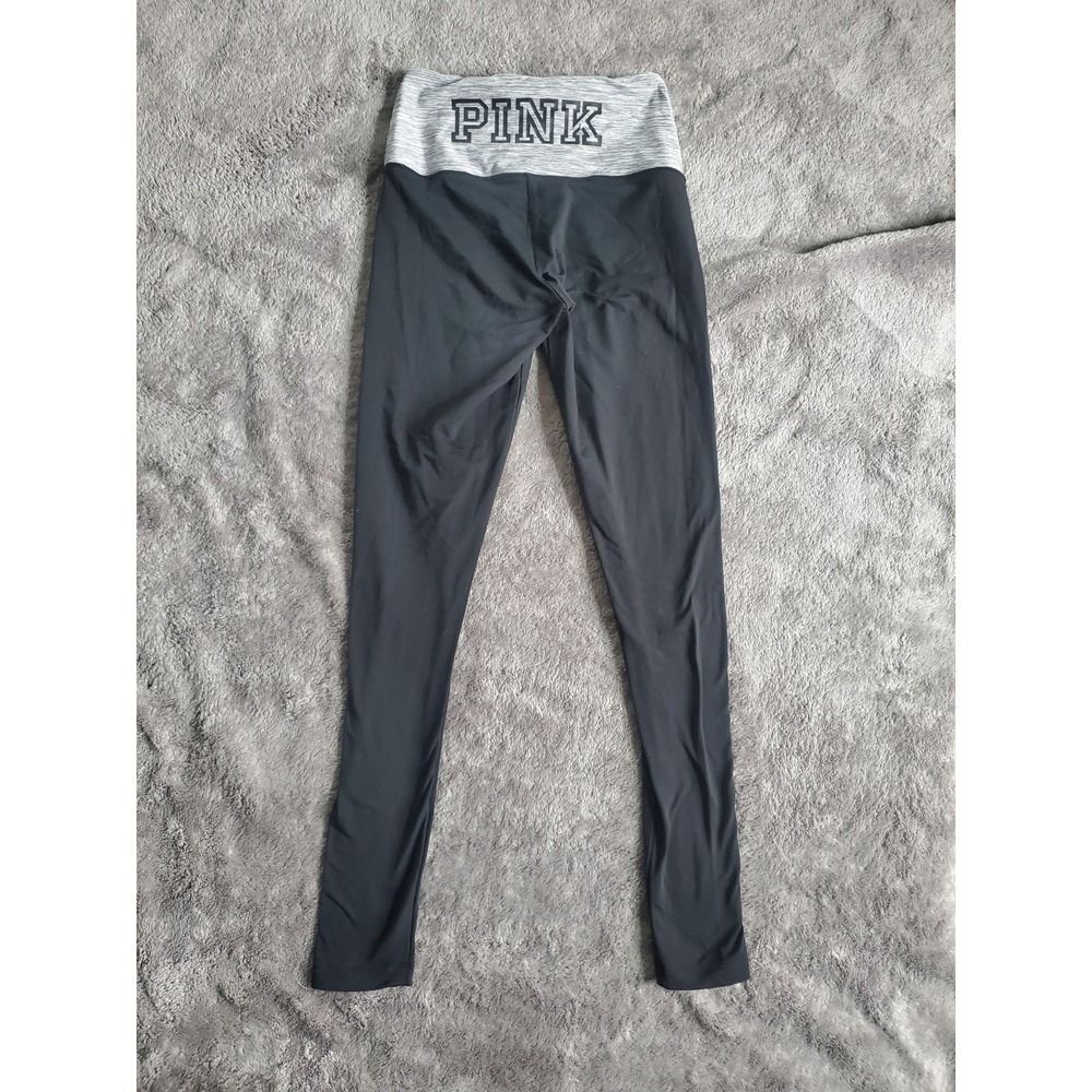 PINK Victoria's Secret Ultimate Leggings XS Black Gray Lace Up Full Length